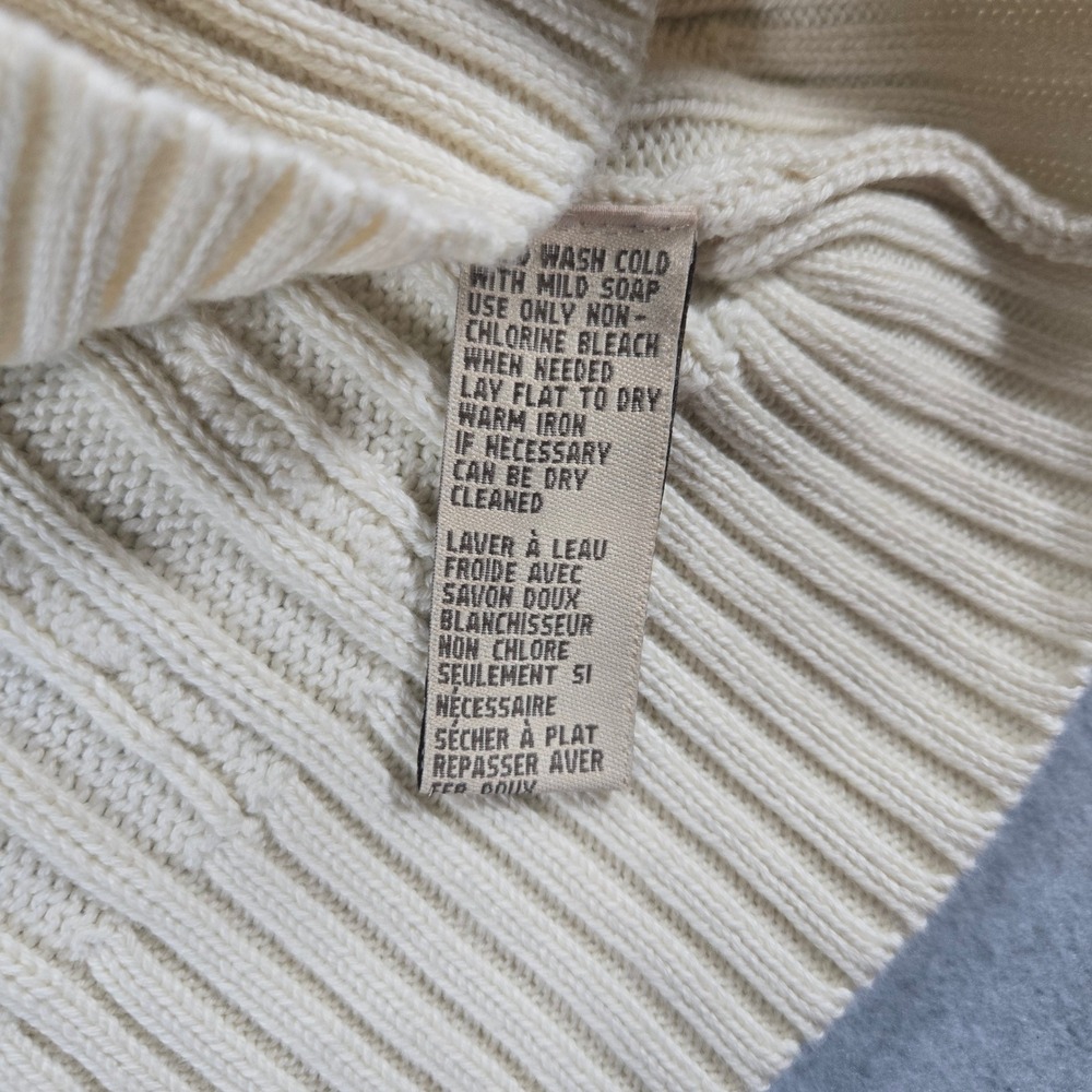 Jones New York Country Cream Cable Knit Short Sleeve Cotton Sweater Large - Picture 3 of 14